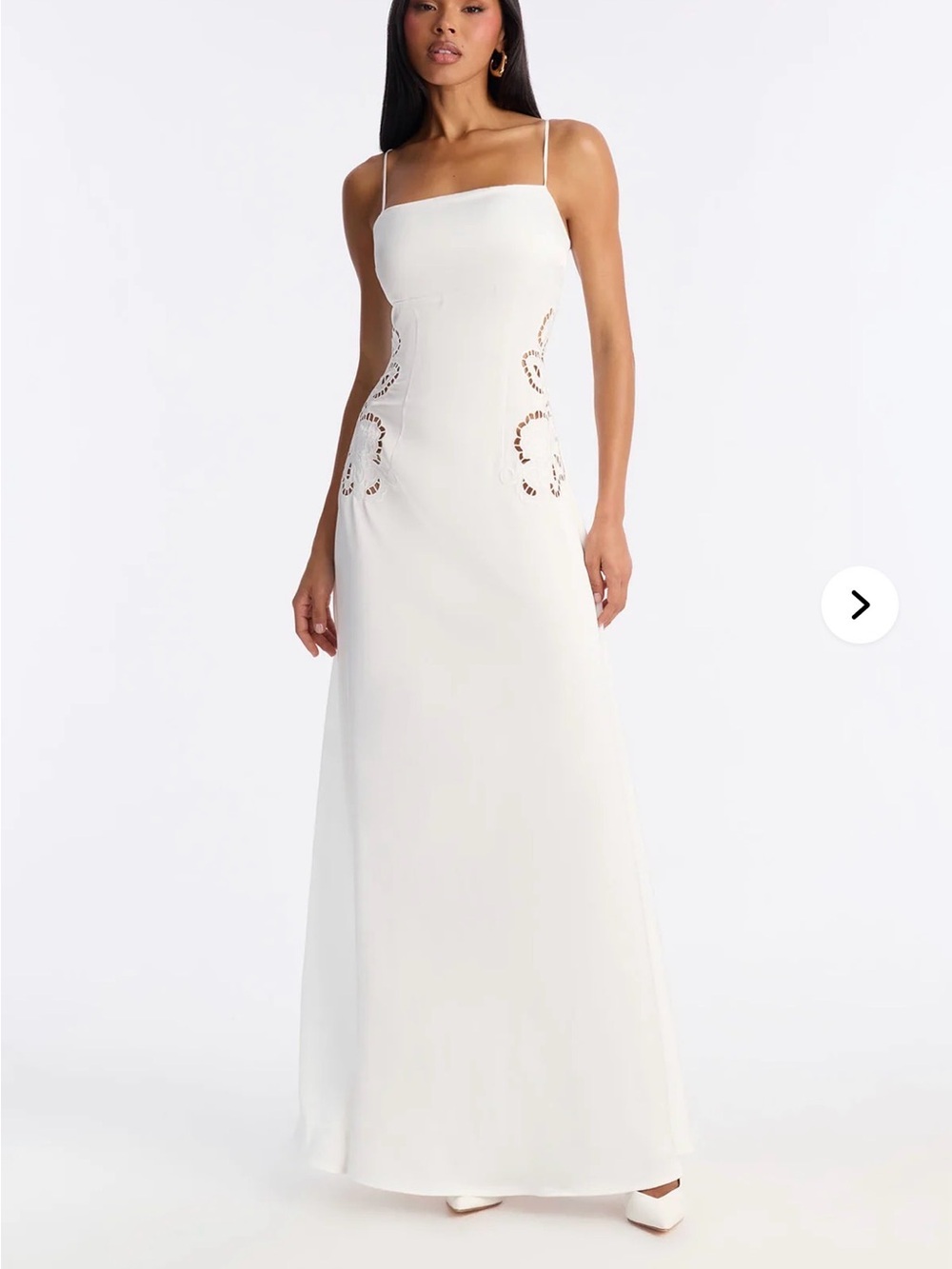 Fashion Nova White Spaghetti-Strap Maxi Dress Silk